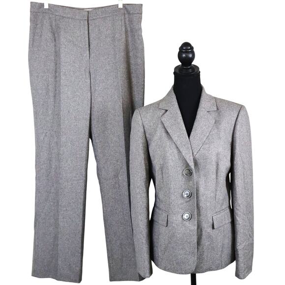 Le Suit Gray Pant Suit Set Womens 12 Wide Leg Tailored Corporate Business Work - Picture 1 of 8